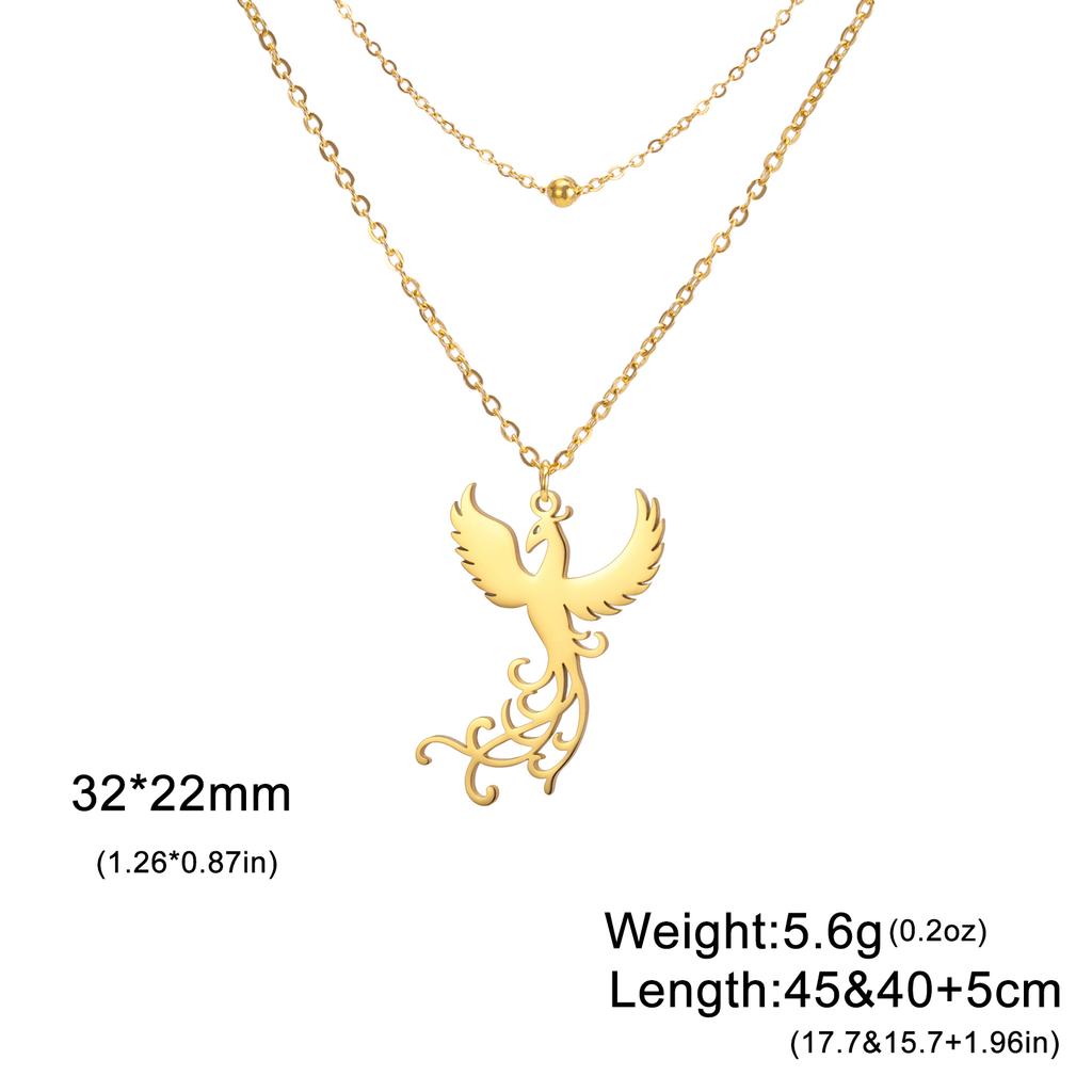 Exquisite Phoenix Flamingo Pendant Necklace Stainless Steel Natural Animal Unisex Rebirth Bird Natural Talisman Jewelry