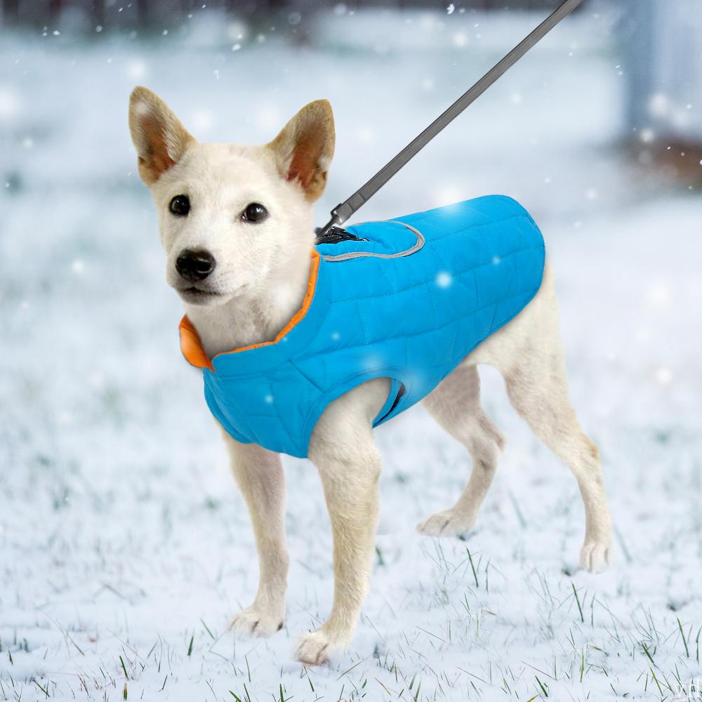 Warm Winter Dog Jacket Reversible Waterproof Dog Coat for Cold Weather Water-Resistant Pet Vest with Reflective Trim Dog Clothes