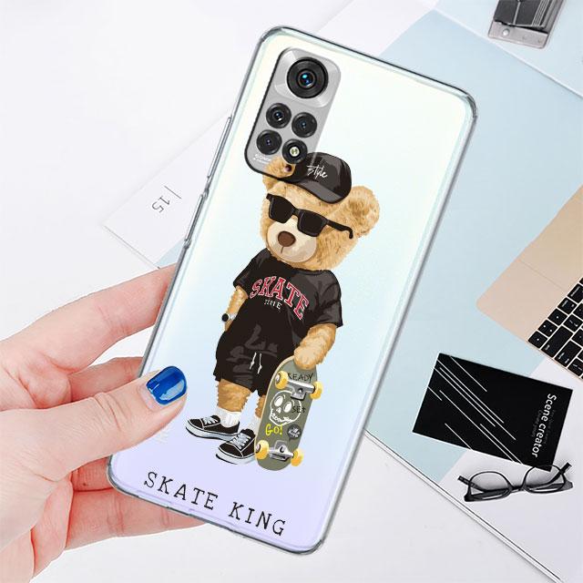 Brand Fashion Bear Phone Case for Xiaomi Redmi Note 11 10 Pro 9 K40 8 7 9S 11T 10S 8T 9A 9C 9T 11S 10C Note 11 Silicone Funda