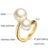 3MM Titanium Steel Pearl Open Ring Gold Women Jewelry Elegant Simple Fashion Accessories