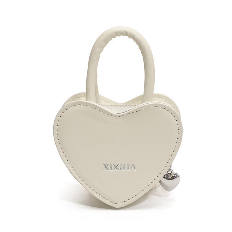 Girl Pu Crossbody Bag With Heart Design And Chain Detail For School And Casual