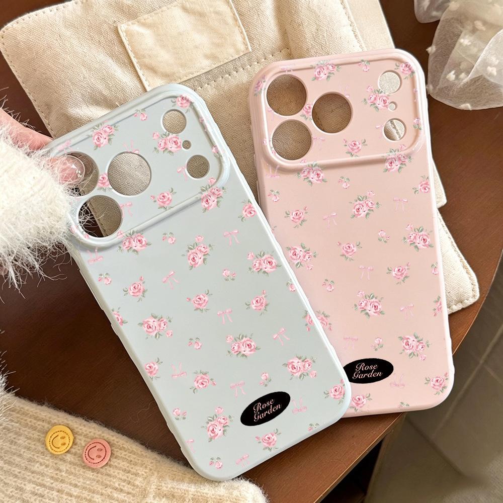 Fog Purple Floral Rose for iPhone17 Apple 16promax Mobile Phone Case 15 Large Windows 14 All-inclusive 13