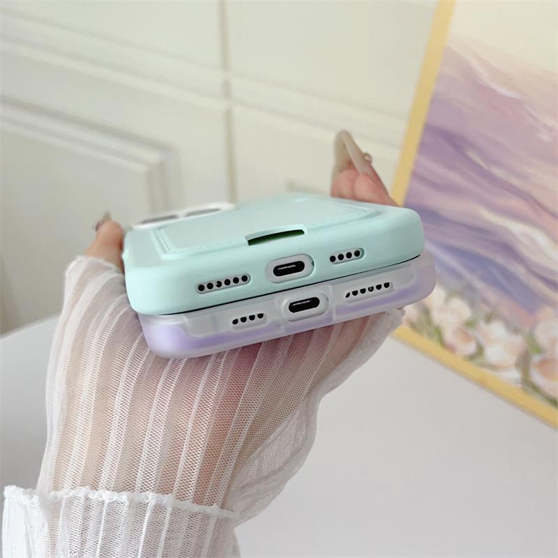 2in1 Card Holder Slot Wallet Po Pocket Case For iPhone 16E 16 15 14 Plus 13 12 11 Pro Max Matte TPU+PC Shockproof Clear Cover