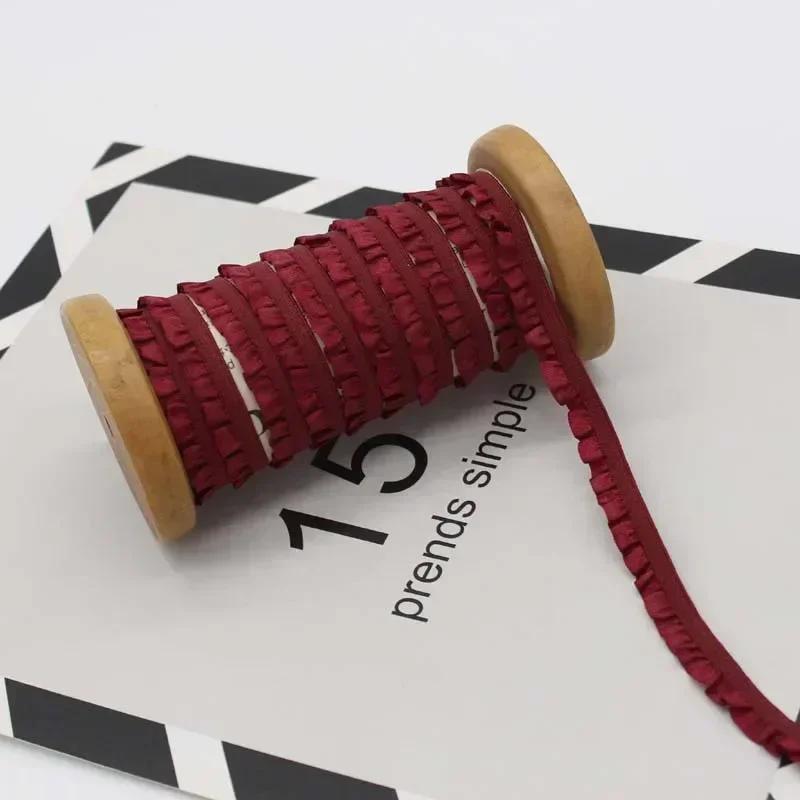 5-30Meters Meetee 10mm Elastic Bands Garment Stretch Ruffled Lace Trim Hairband Rubber Tapes DIY Clothing Sewing Accessories