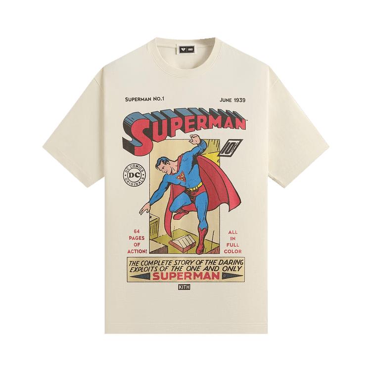 Kith X Superman No.1 Vintage Tee Sandrift Unisex Tops Tan KHM033890-104