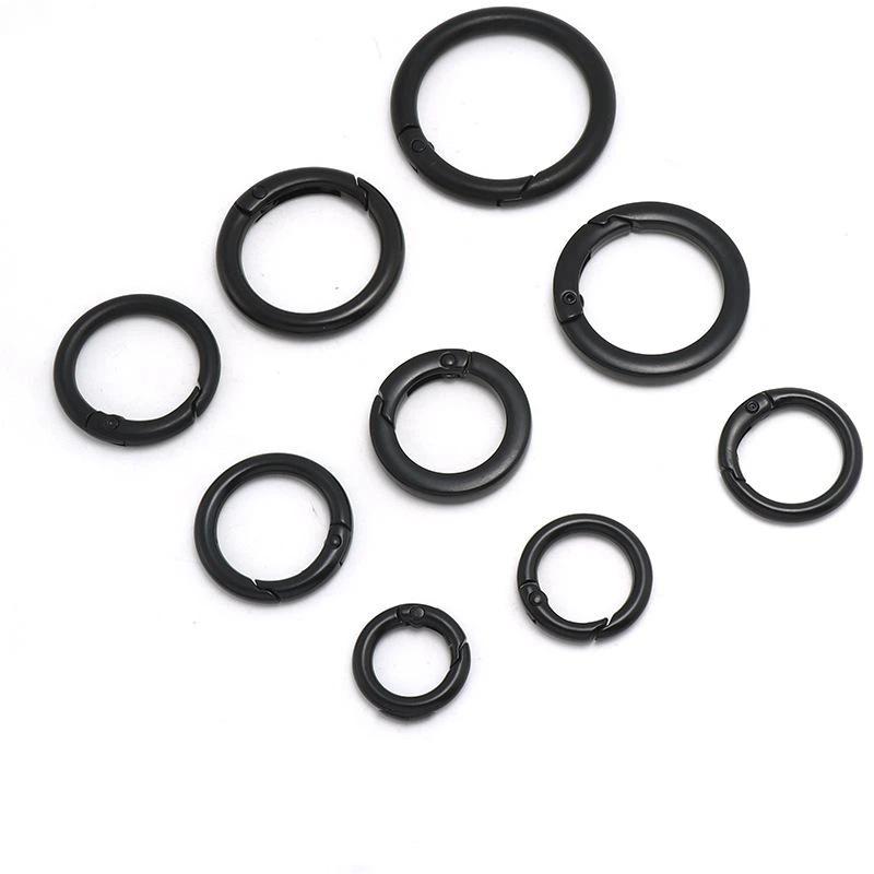 Black Metal Spring O Rings Durable Rustproof Multiple Sizes For Diy Craft Bag Making Keychain Accessories