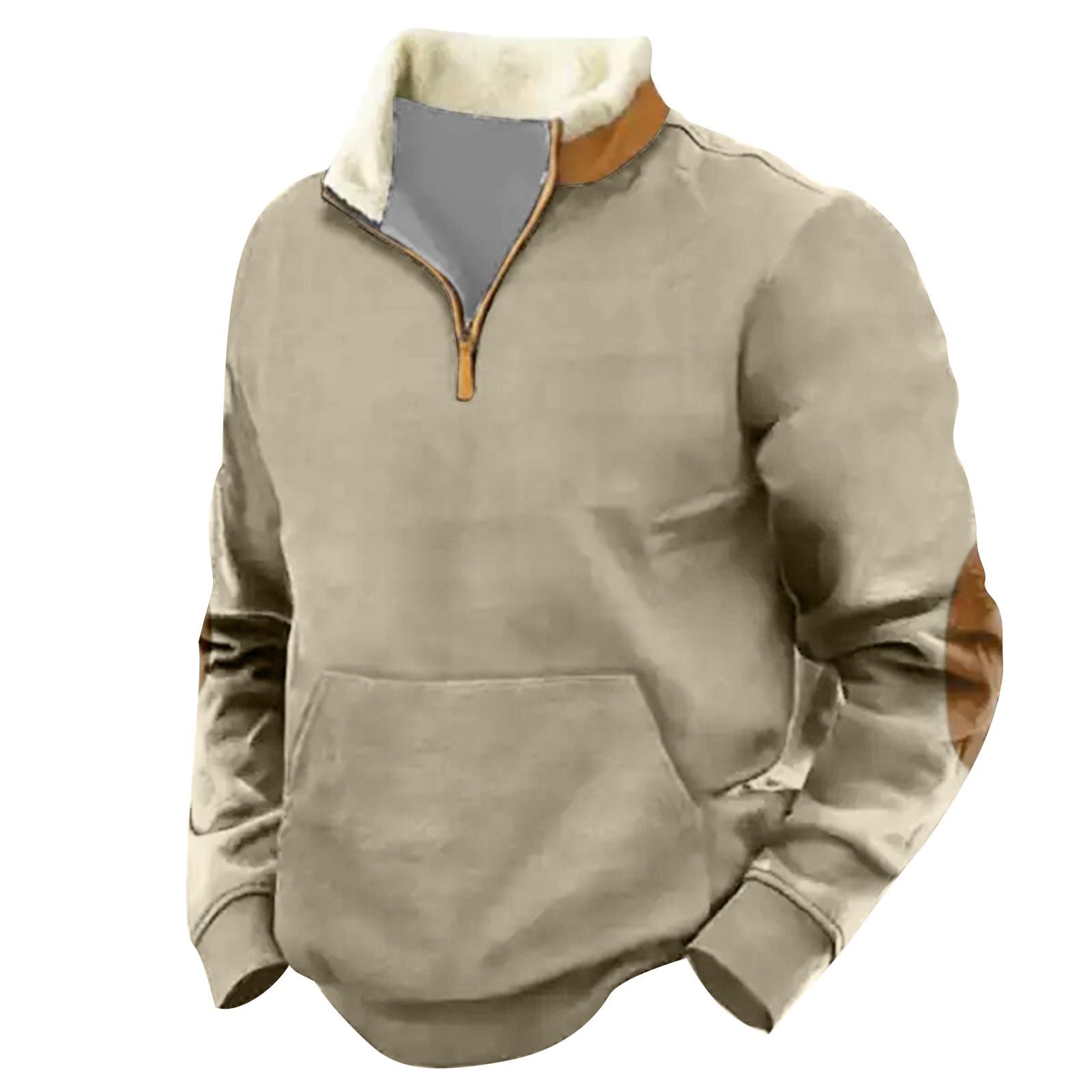 

Весняно-осінній чоловічий світшот зі стоячим коміром - це повсякденні светри на відкритому повітрі, топи XXL хакі