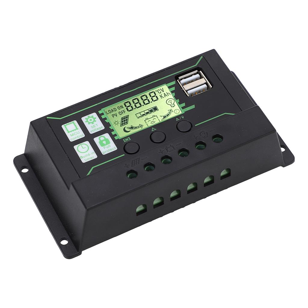 Solar Charge Controller 20A 2 USB Output PWM Control 3 Stage Charging Solar Panel Regulator 12V 24V