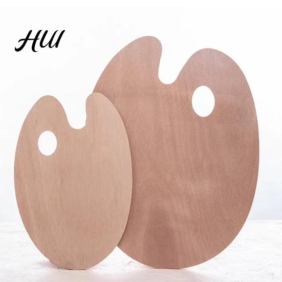 Oil Painting Board Wooden Paint Palette with Thumb Hole for Oil, Acrylic, Professional Tray Watercolor Painting, Oval-Shaped Wood Art Artists Oval