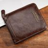 Retro Herren Leder Geldbörse Luxus Herren Tasche Männlich 3 Faltig Reißverschluss Geldklammer Kartenhalter mit Münzfach Rfid Geldbörsen Geschenke für Männer Geldbeutel