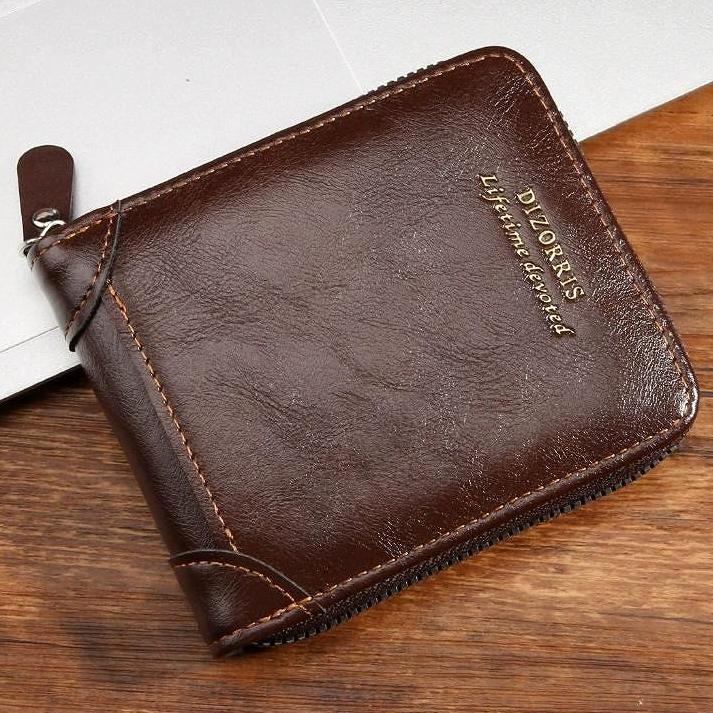 Retro Herren Leder Geldbörse Luxus Herren Tasche Männlich 3 Faltig Reißverschluss Geldklammer Kartenhalter mit Münzfach Rfid Geldbörsen Geschenke für Männer Geldbeutel