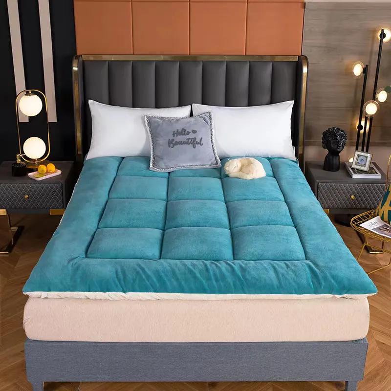 WTEMPO Warm Winter Single Student Dormitory Mattress Solid Color Soft Thickened Plush Mattress Cushion Home Tatami Double-sided Bed Mattress Quilts
