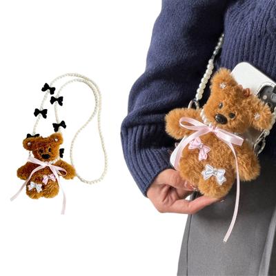 Bär Schlüsselanhänger Charmantes Accessoire Schlüsselanhänger Anhänger Niedlicher Taschenanhänger Weiches Plüschmaterial Handy-Anhänger für Taschen und Schlüsselanhänger