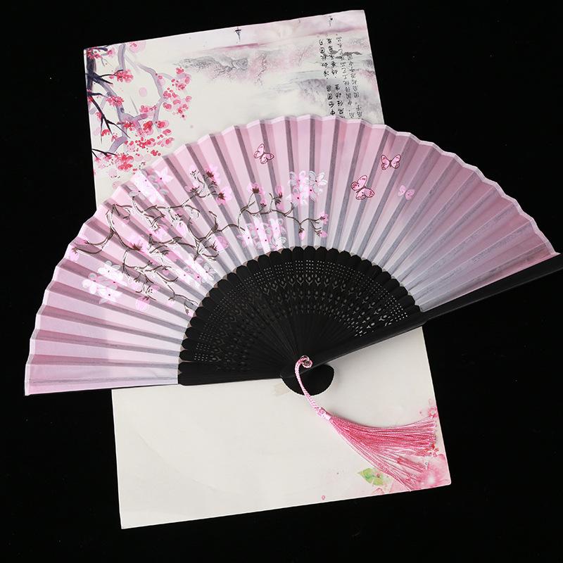 Classical Chinese Dance Fan - Handmade Bamboo Folding Fan for Wall Decor, Performance Costume & Partition Screen