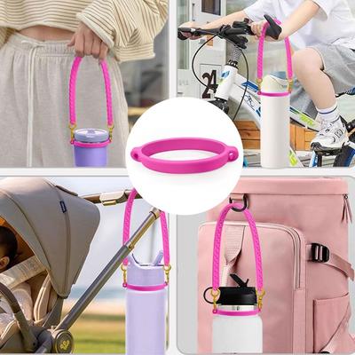 Portable Silicone Drawstring Ring Water Cup Handle Strap DIY Silicone Ring Strap Bottle Sleeve Bottle Sling Rope Sleeve for Cup