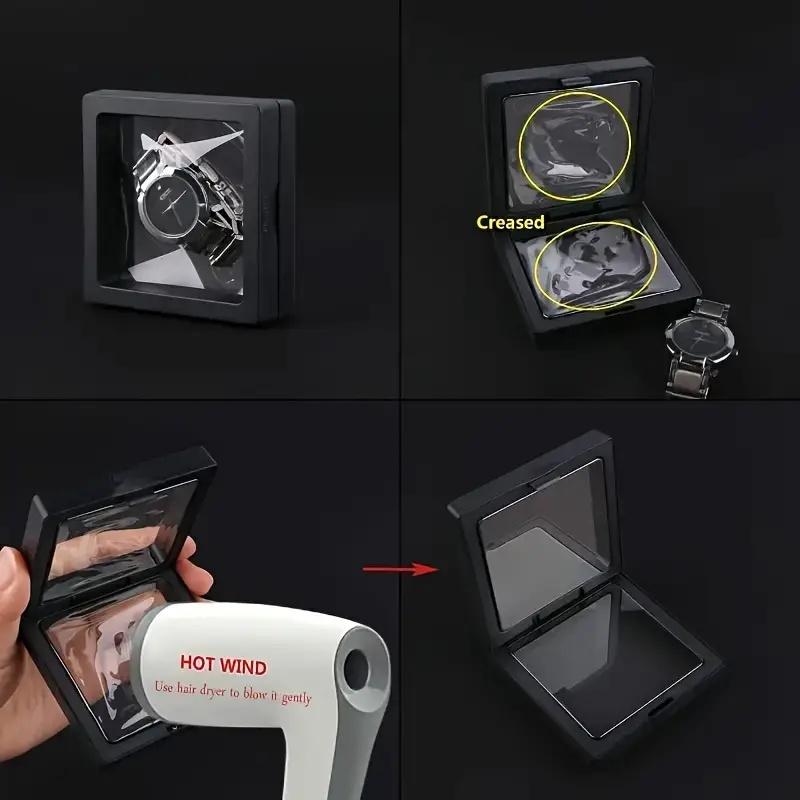 20 Stück Clearview 3D Schwebende Display-Boxen Staubdichte Acryl Schmuckaufbewahrungsbox mit Elastischer Folie Transparenter Hängender Organizer