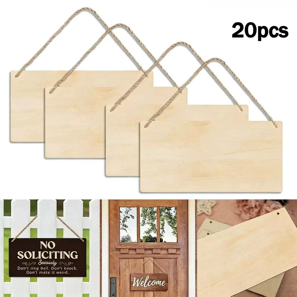 20pcs Large Rectangular Wooden Plaques for DIY Painting and Doodling Home Decor. For Birthday, Wedding, Themed Party Decorations