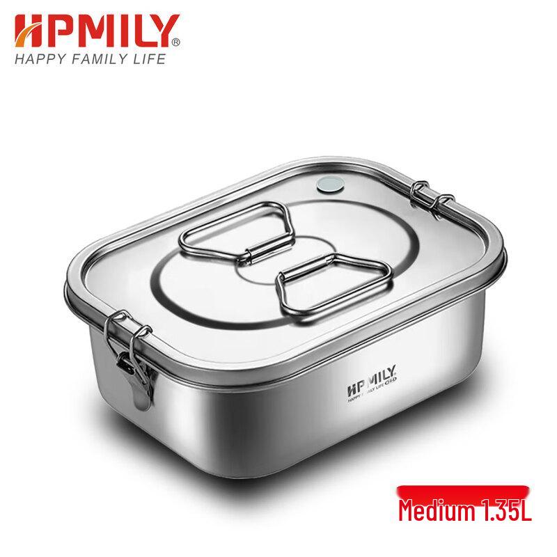 HPMILY 304 Stainless Steel 1.35L Rectangular Lunch Box