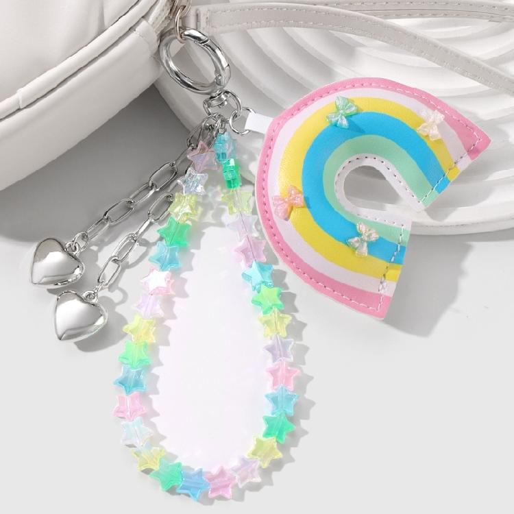 Lovely Heart Keyrings Star Keyholders Braided Rope Keychain Rainbow Car Key Rings Bag Charm for Bag Backback Decoration