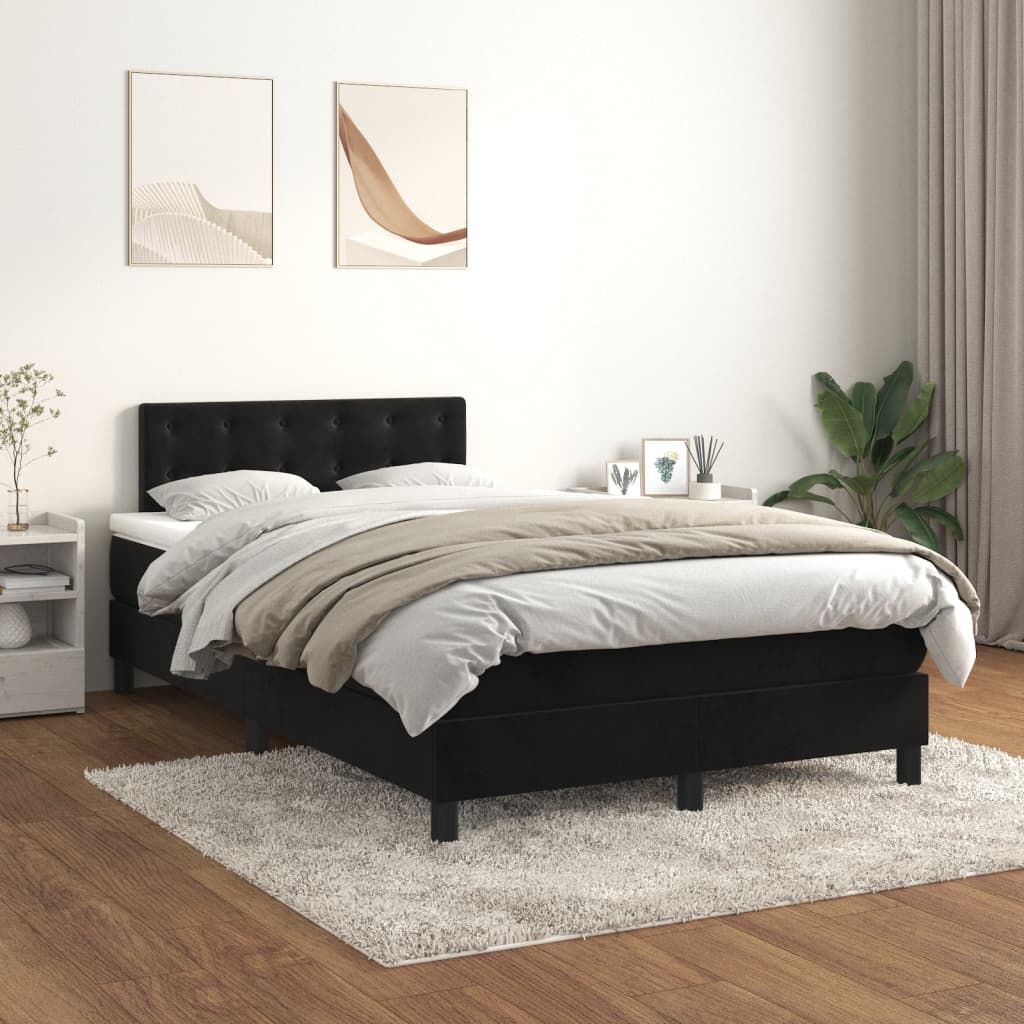 Vidaxl Letto Continentale Con Materasso, Nero, 120X190 Cm, Velluto