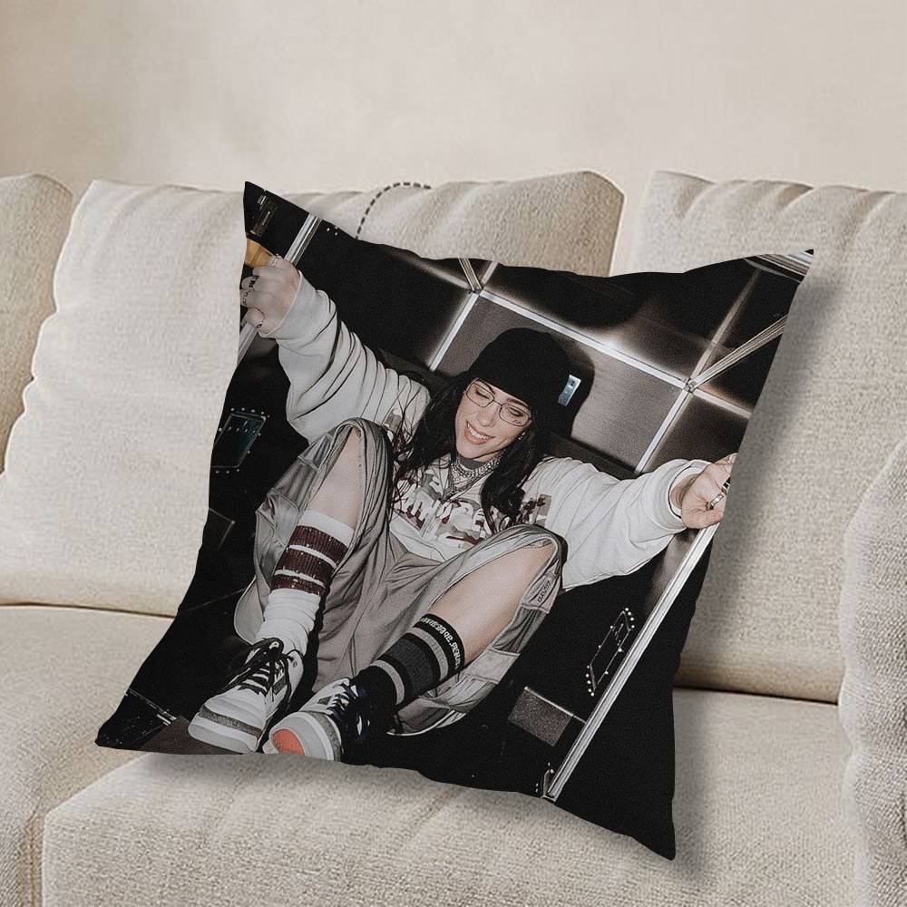 

Дівчина B-Біллі Айліш США Наволочка Квадратна Двосторонній Друк Короткий Плюш Подушка-Подушка для Дивана Спальня Приліжковий 30cmx30cm