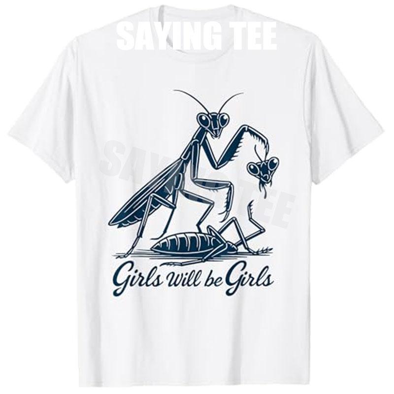 Funny Girls Praying Unisextis TShirt Girl Will Be Girls Praying Unisextis Saying Tee Novelty Gift Womens Fashion Feminism Y2k Tops