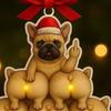 1/2/3/4Pcs Christmas Acrylic Bulldog Hanging Decoration Car Rearview Mirror Xmas Tree 2D Flat Santa Hat Dog Hanging Ornament Holiday Party Pendant