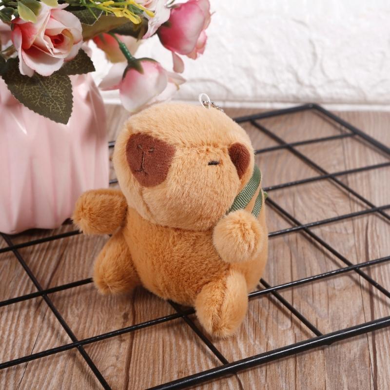 Mini Plush Capybara Charm Keychains Sweet Cute Pendant Car Keyring Backpack Decoration Fashion Jewelry for Women Girl