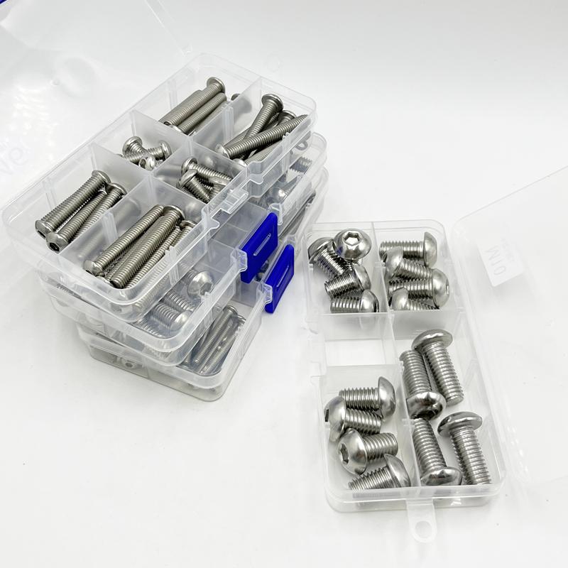 304 Stainless Steel Hexagon Hex Socket Head Button Allen Screw Set M2 M2.5 M3 M4 M5 M6 M8 M10 Allen Hex Socket Button Head Screw