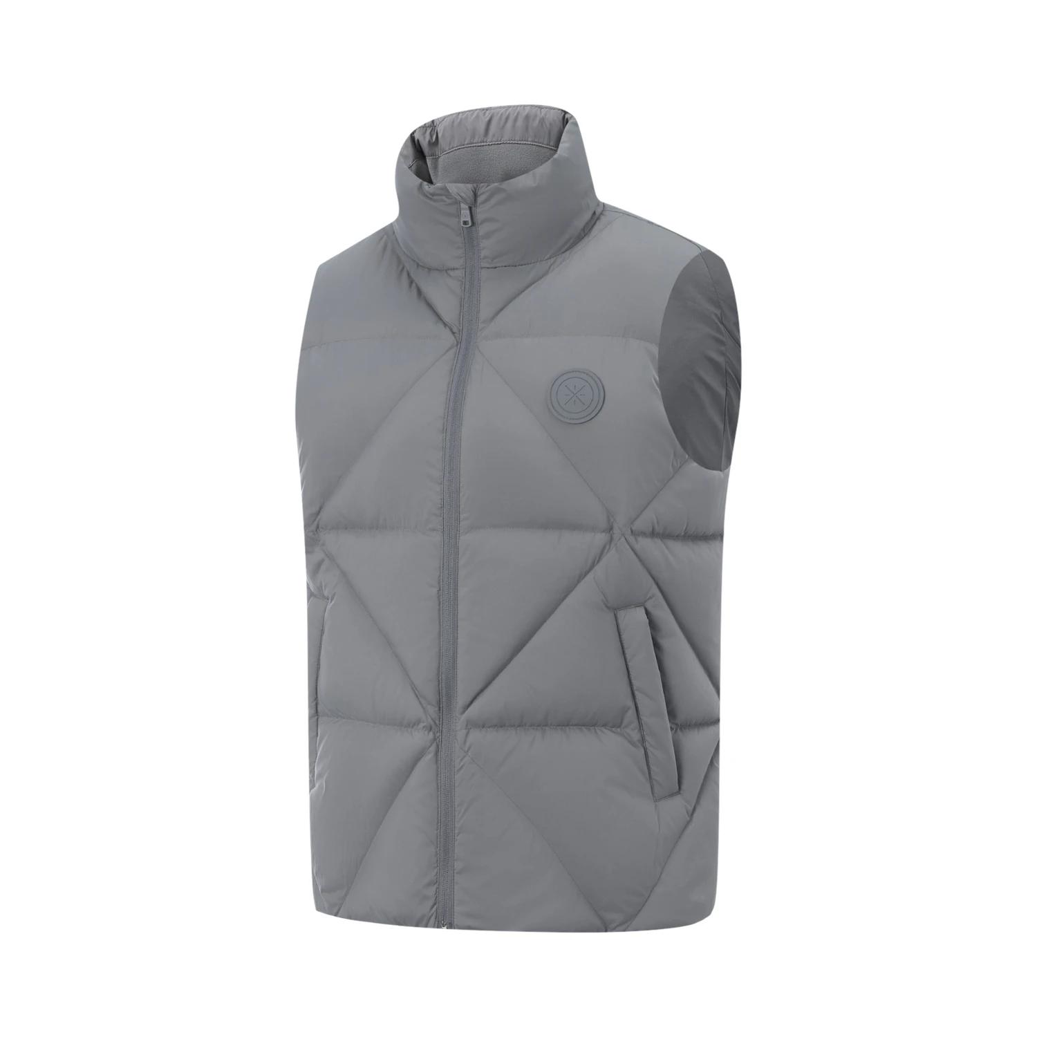 Li Ning Серия Уэйда С воротником-стойкой Простой Удобный Универсальный Повседневный Модный Пуховый Жилет Мужской жилет AMRV105-2 S