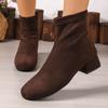 Retro Skinny Suede Martin Boots Autumn Large Size Coarse Heel Medium Heel Short Boots Women