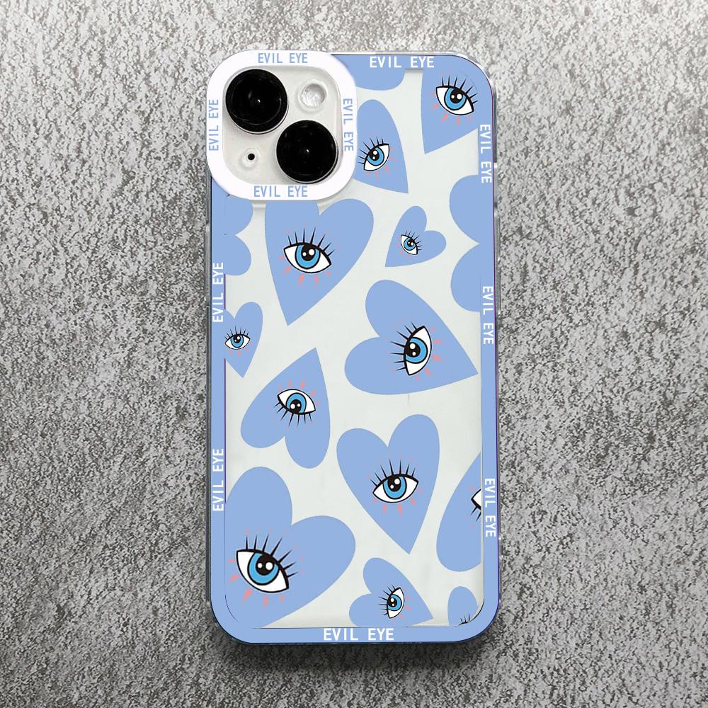 Lucky Eye Blue Evil Eye Print Phone Case For iPhone 14 12 13 11 Pro Max XR X XS MAX 13Pro 7 8 Plus Cover Clear Shockproof Fundas