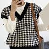 Gilet di media lunghezza lavorato a maglia con motivo Thousand Bird Donna Versione coreana Nuovo maglione con scollo a V versatile e allentato Pullover Canotta femminile