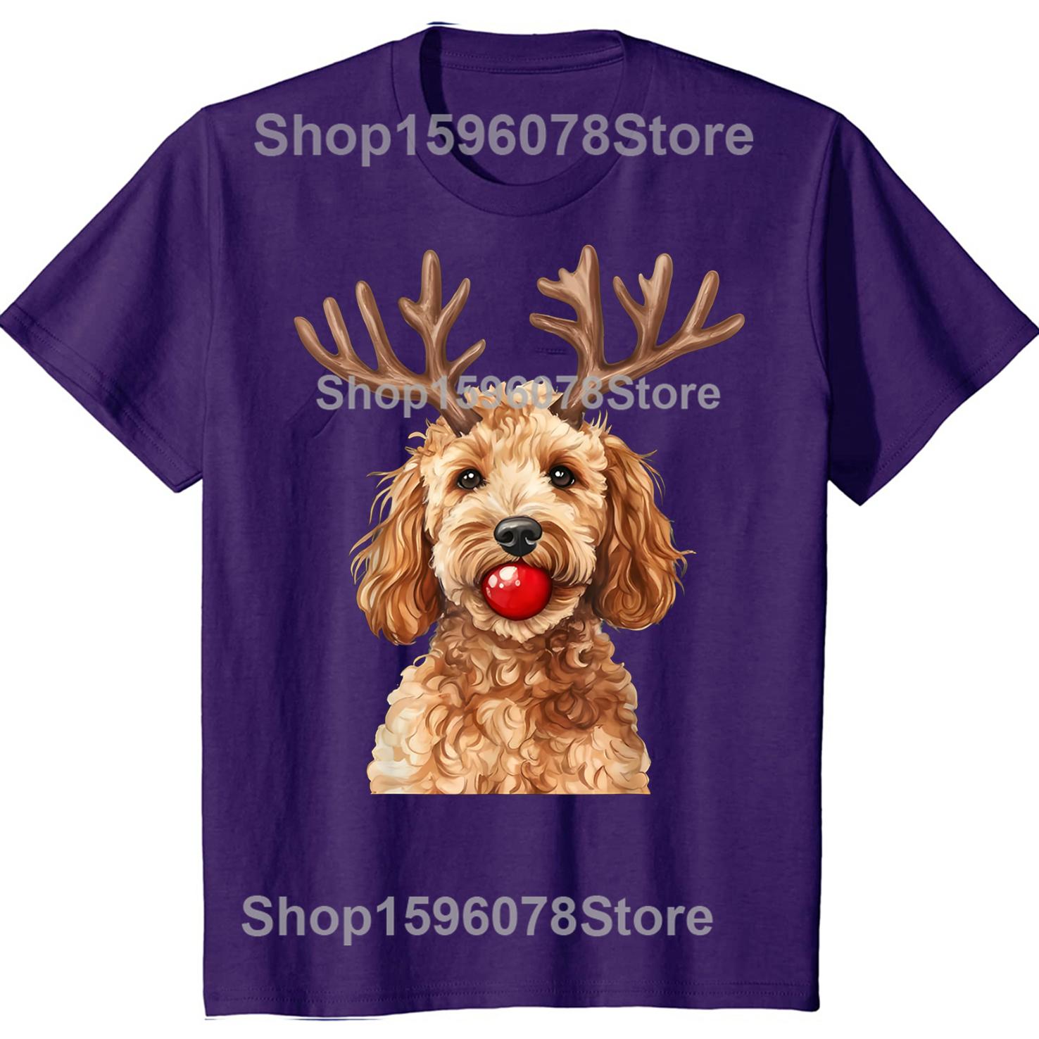 

Doodle Dog Red Nose Christmas Funny Pet Tshirts Men Fashion Print Tshirt Loose Oversized Streetwear Hip Hop Unisex T Shirt 4XL