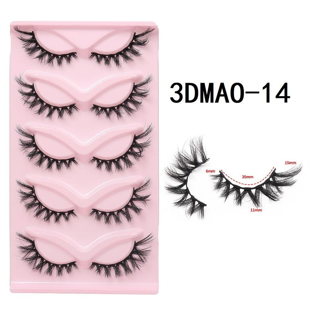 XF 5 Pairs Fox Eye Lashes 3D Silk Fluffy Faux Mink False Cat Eyelashes Custom Packaging Box with Private logo