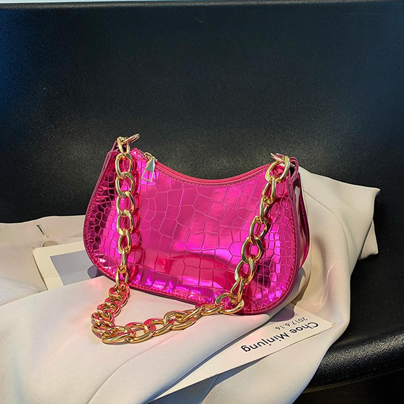 Stylish Underarm Women s Bag 2023 Summer New Casual Commuter Single Shoulder Bag Korean Style Trendy Handbag ярко-розовый