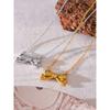 Yhpup Hot Style Metal Bowknot Bow Pendant Necklace Fashion Stainless Steel Water Resistant Attractive Trendy Jewelry Gift