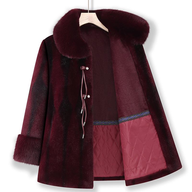 Warm Mid-Length Women's Coat: Fleece-Lined, Thickened, Ideal for Winter, Perfect for Moms and Grandmas.