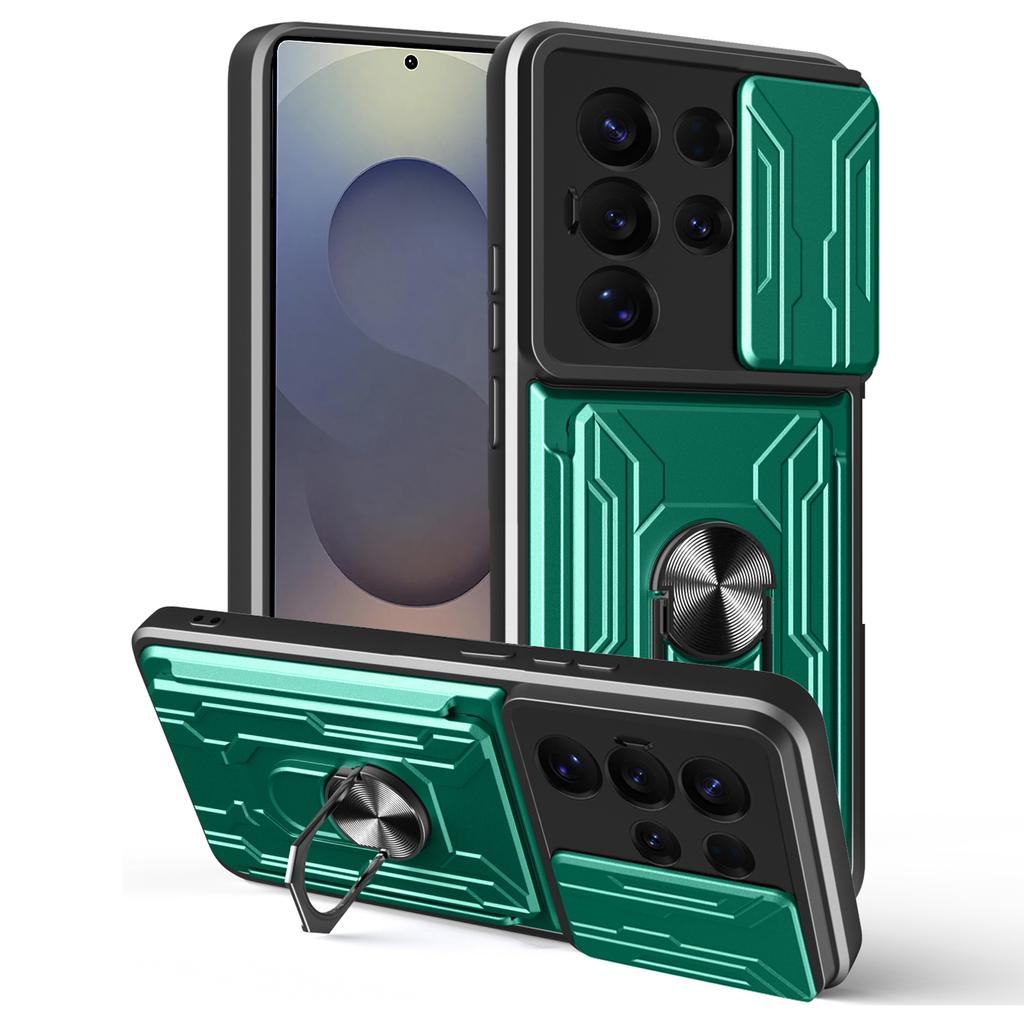 For Samsung Galaxy S25 Ultra Case PC+TPU Kickstand Phone Back Cover with Camera Slider