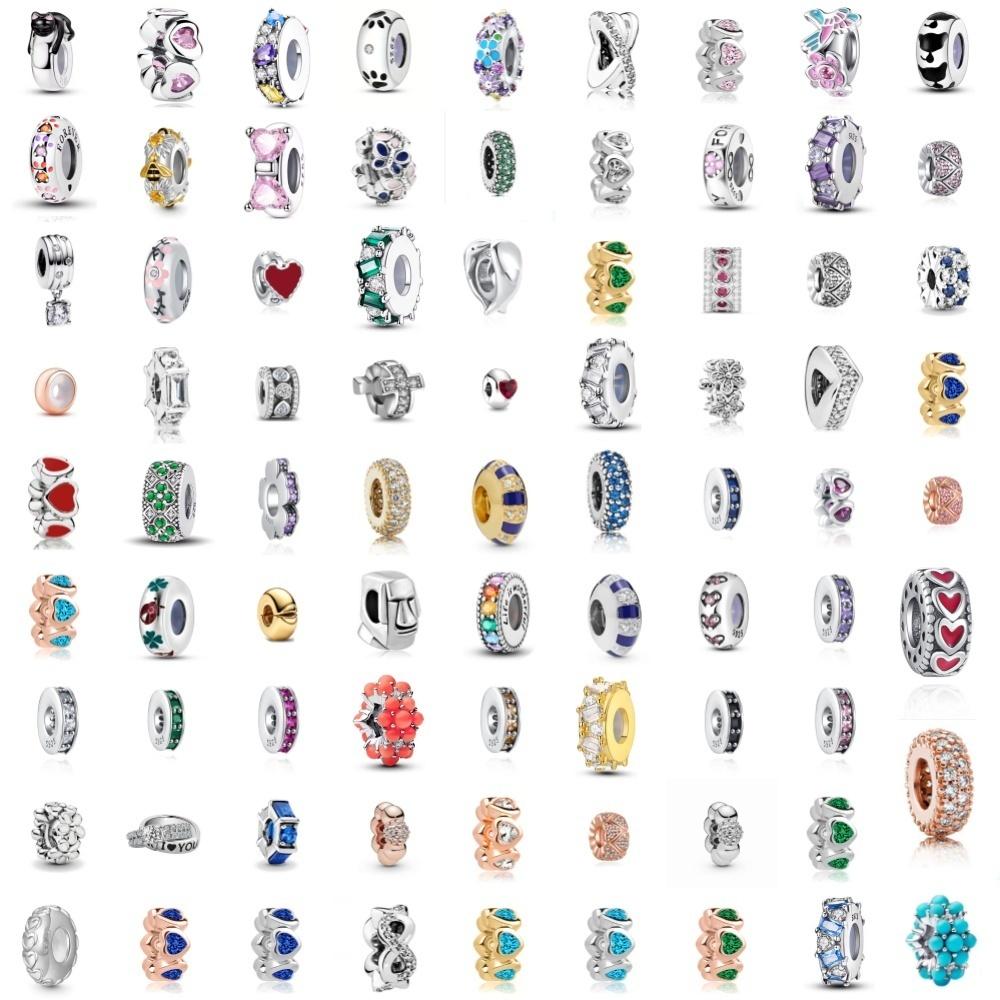 Fine Zircon Love Heart Spacer Charm 925 Silver Pendant Fit Original Bracelet Women Flower Separate Beads DIY Making Jewelry Gift