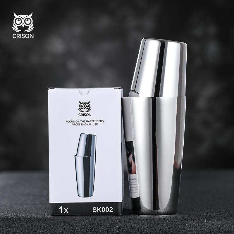 SK002/SK003 CRISON High quality stainless steel Boston cocktail shaker 600ML/700ML Weighted Professional Bartender tool