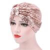 2021 New Women Glitter Sequins Turban Cap Muslim Fashion Headwear African Headwraps Ladies Headscarf Bonnet Islamic Hijab Caps