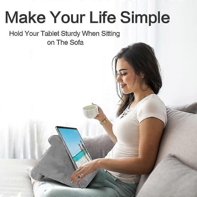Tablet Stand Pillow, Multi-angle Soft Pillow Lap Stand, Wedge Holder, Portable Triangle Tablet Stand (black)