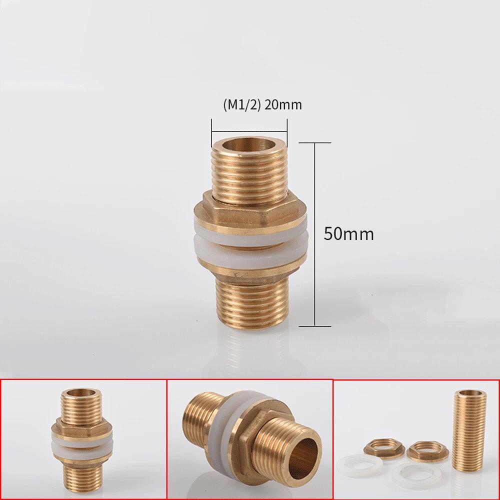 1/8" 1/4" 3/8" 1/2" 3/4" BSPP Male Full Thread Barrel Nipple Bulkhead Brass Connector Water Tank Fitting
