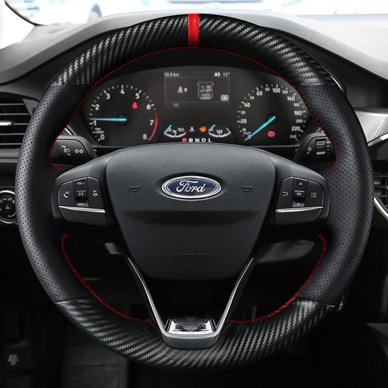 DIY Car Steering Wheel Cover 100% Fit For Ford Focus 4   Fiesta 17-19 Tourneo 2018  New Focus Car Accessories