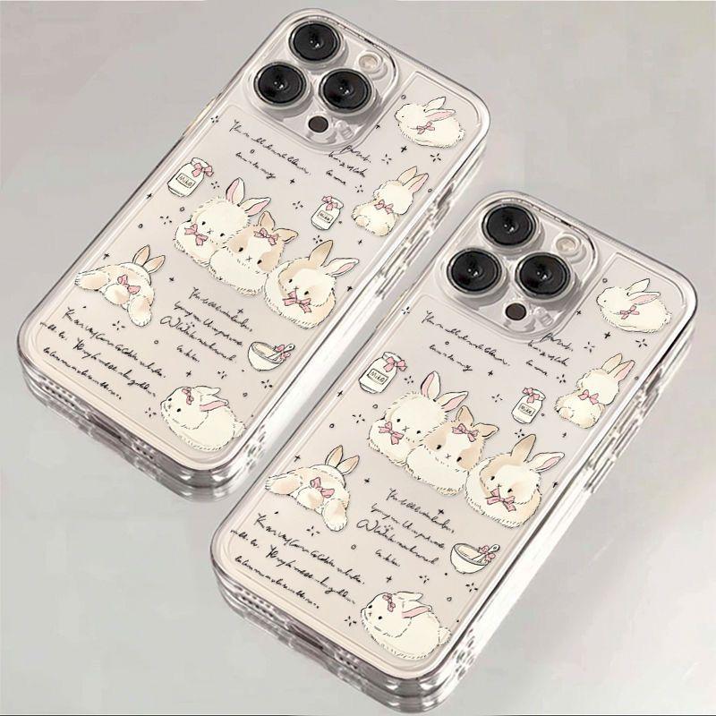 Fairy Tale Rabbit Bunny Clear Phone Case For iPhone 17 16 15 11 12 14 13 Pro Max Mini 7 8 Plus SE4 17E Cute Animal Covers Fundas