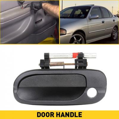 Outside Door Handle For Nissan Sentra Front 2000-2006 Left Smooth Black Plastic