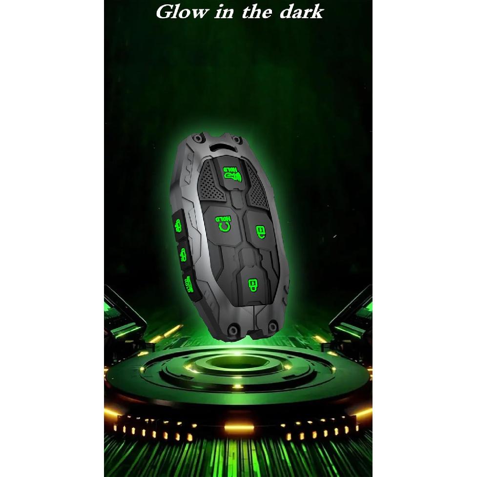 Heavy Key Fob Cover For Hyundai, Key Fob Case Protector Accessories Fits For Hyundai Sonata Santa Fe Tucson KONA Grandeur Ioniq 6 (7 Buttton-Silver)