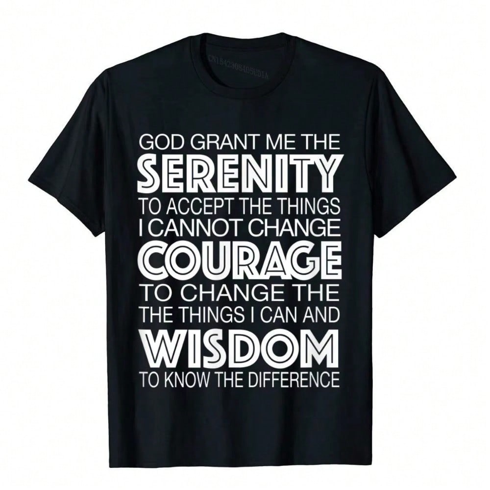 Serenity Prayer Alcoholics Anonymous 12 Step T-Shirt Cotton unisex T Shirt Gift T Shirt Comfortable Wholesale S разноцветный