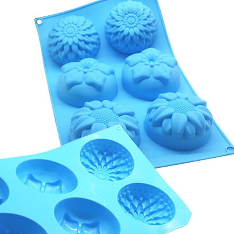 Molde de Silicone em Forma de Flor para Sabonete Artesanal DIY, Vela, Bolo, Suprimentos, 6 Cavidades, Artesanato, Molde para Sabonete Artesanal, Cor Aleatória